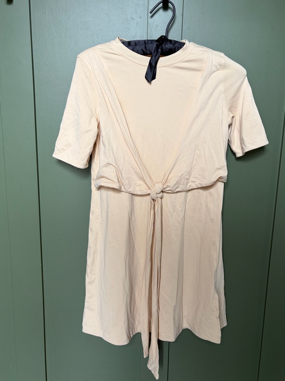 lululemon athletica Short Sleeve Tie-Front Mini Dress in Light Beige